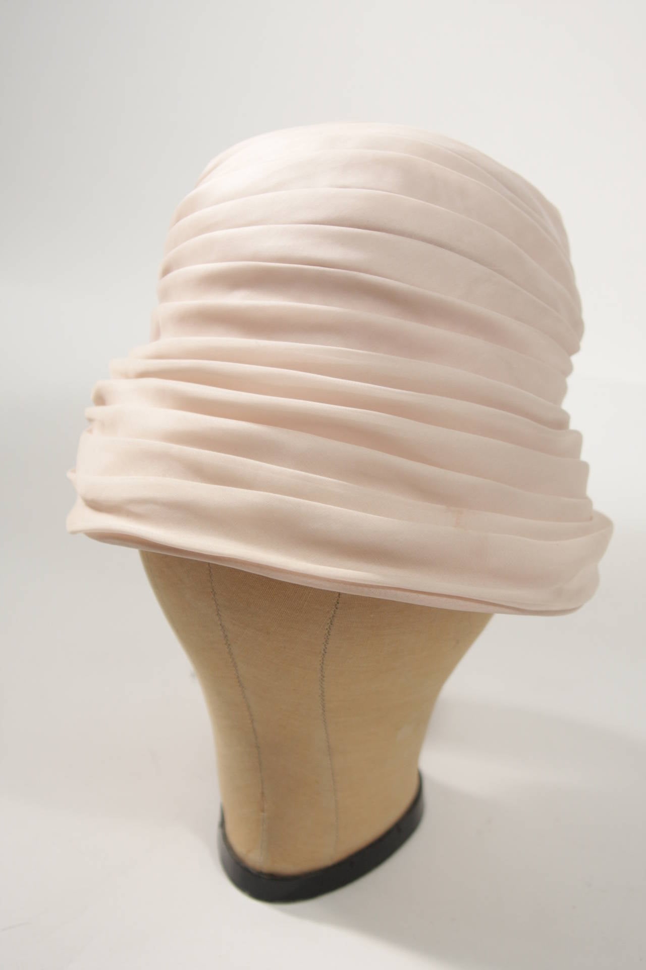 Miss Dior by Christian Dior Peach Silk Hat In Excellent Condition In Los Angeles, CA