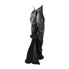Oscar De La Renta Silver Metallic Two Piece Halter Gown Ensemble Size 4 8 12
