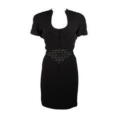 Theirry Mugler Black Cocktail Dress with Corset and Lace Details Size 40
