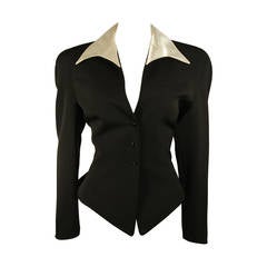Thierry Mugler Western Inspired Blazer with White Silk Collar Size 44