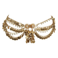 Christian Dior Belt with Gold Coin and Pearl Design 26.5"