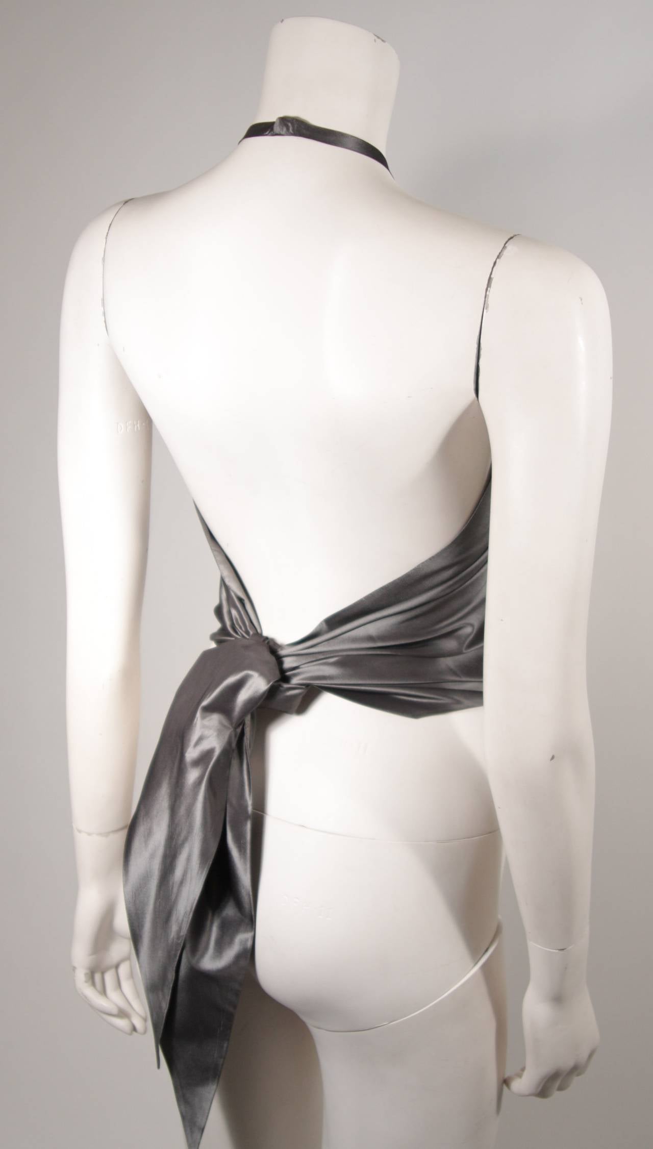 Oscar De La Renta Silver Metallic Two Piece Halter Gown Ensemble Size 4 8 For Sale 2