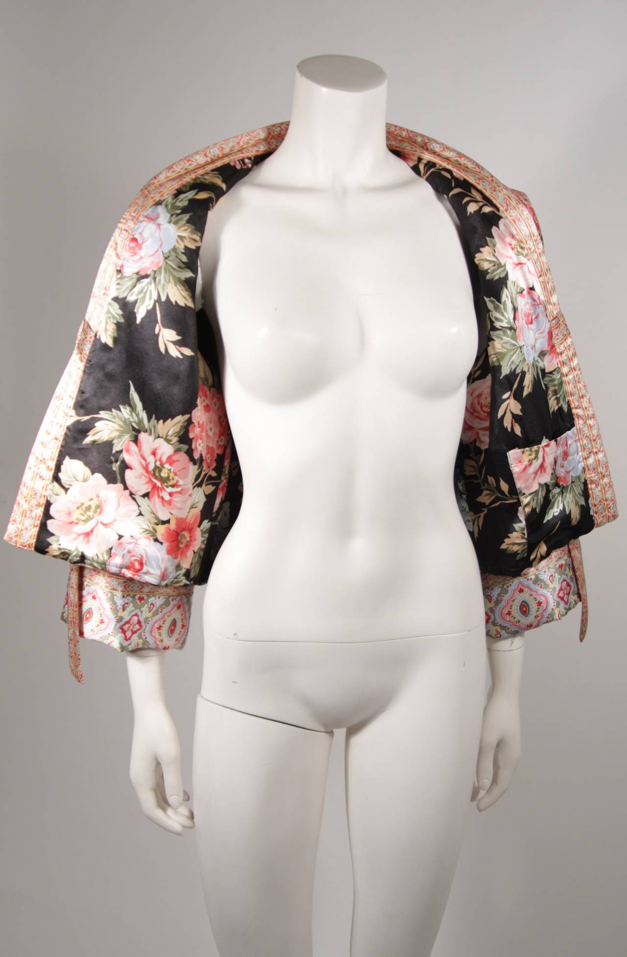 Oscar De La Renta Silk Floral Tie Front Puff Jacket 2
