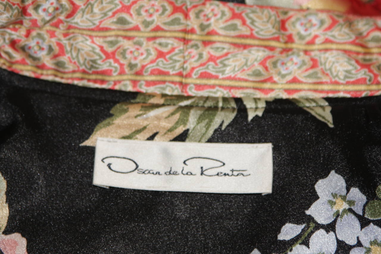 Oscar De La Renta Silk Floral Tie Front Puff Jacket 3