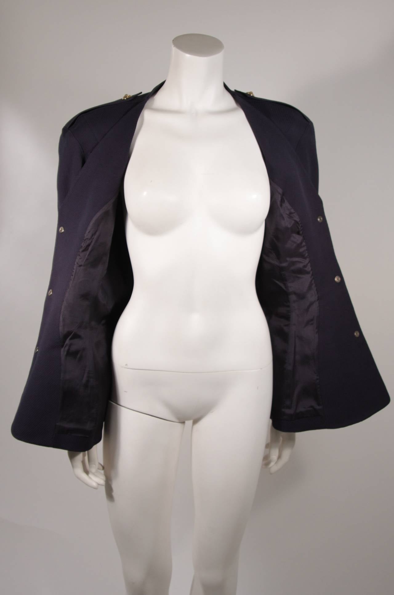 Theirry Mugler Navy Military Inspired Blazer with Gold Buttons Size 42 2