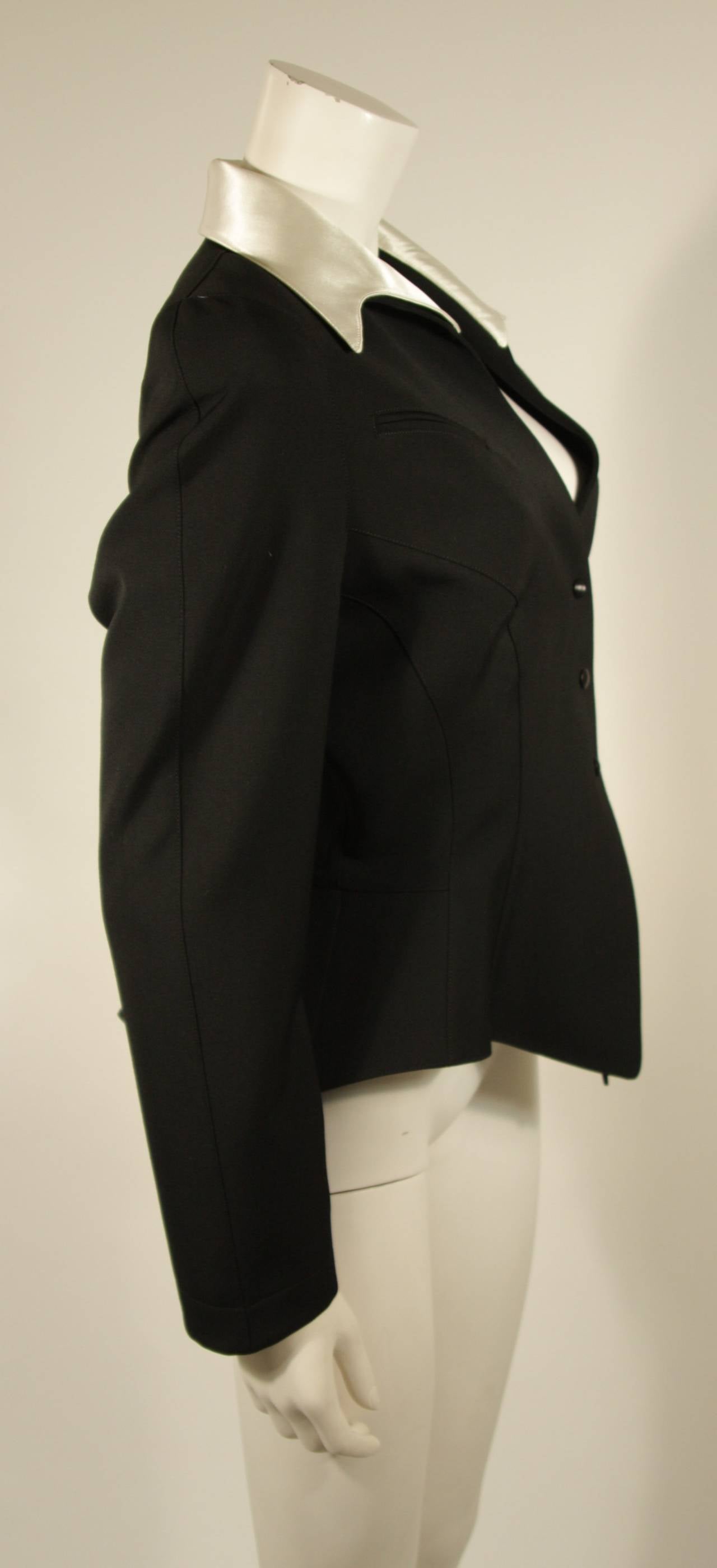 Thierry Mugler Western Inspired Blazer with White Silk Collar Size 44 In Excellent Condition In Los Angeles, CA