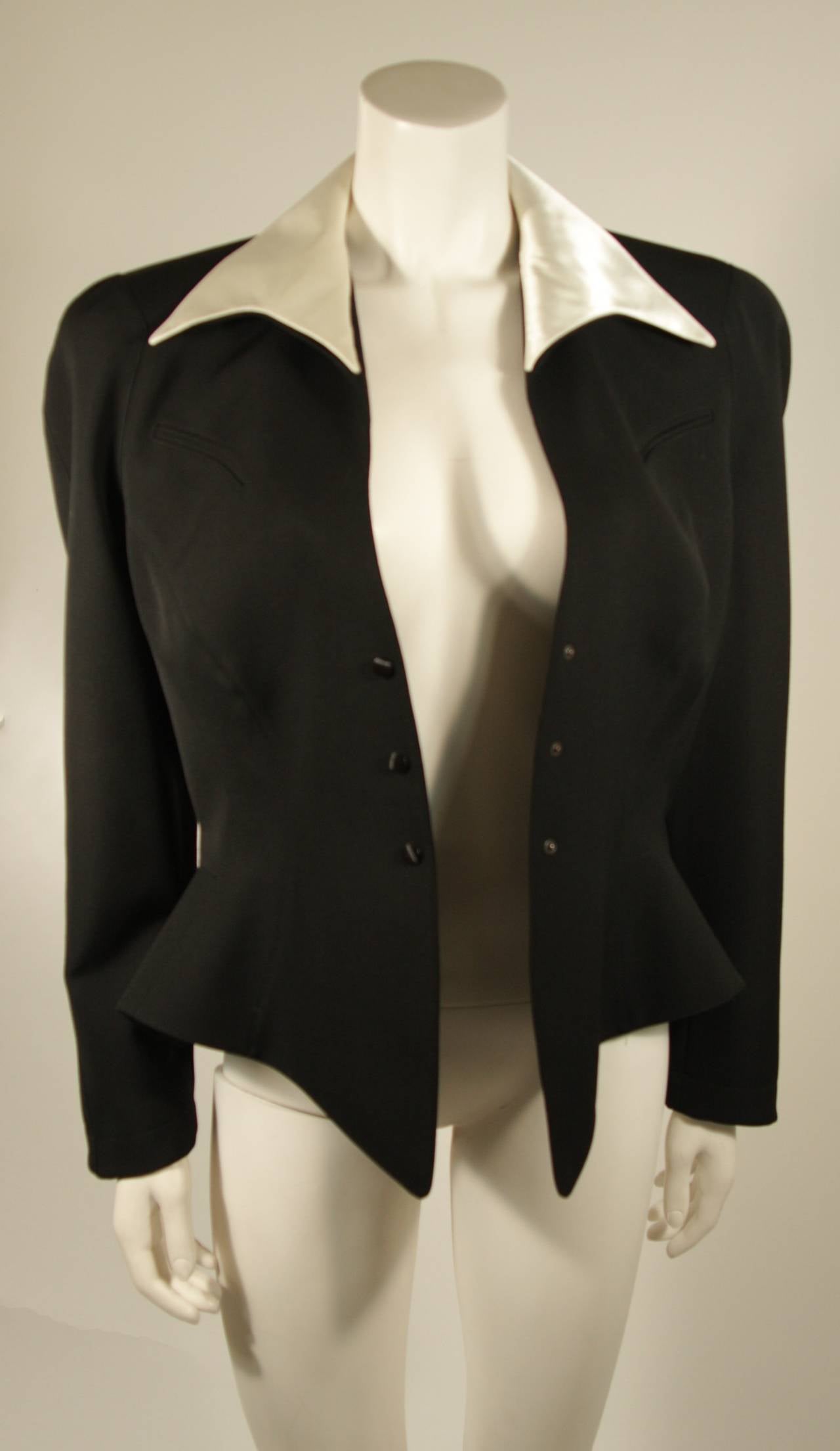 Thierry Mugler Western Inspired Blazer with White Silk Collar Size 44 2