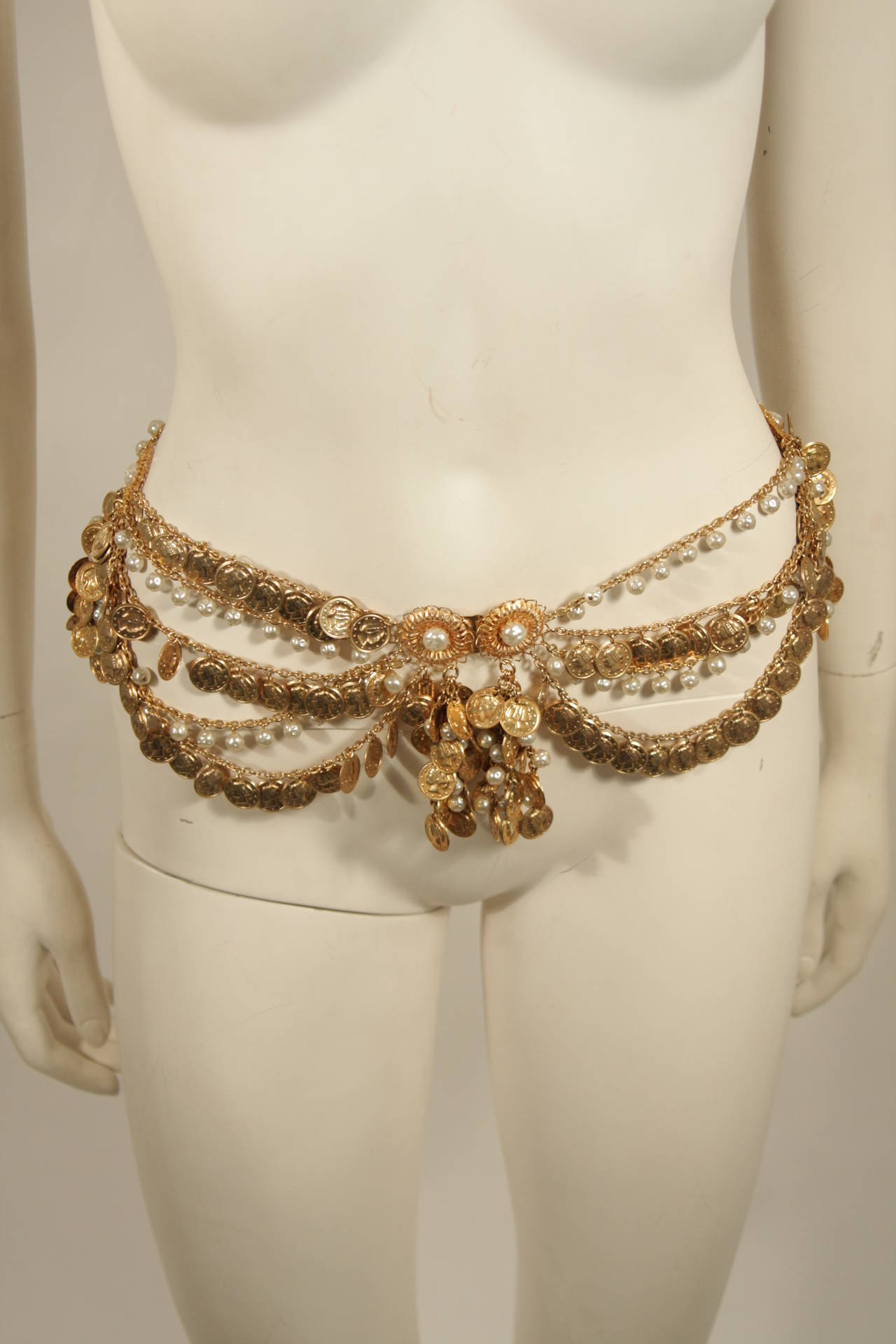 Christian Dior  Belt with Gold Coin and Pearl Design 26.5