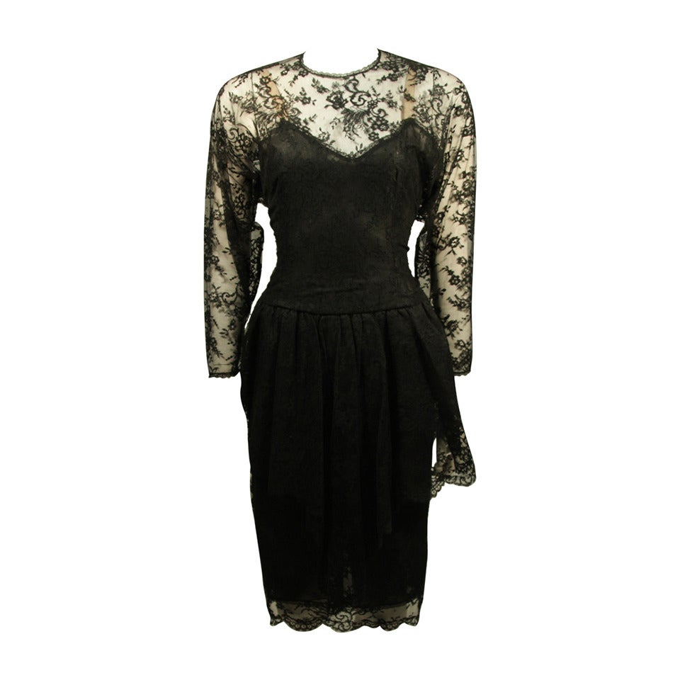 Vestido de cóctel de encaje Oscar De La Renta Talla 10 en venta