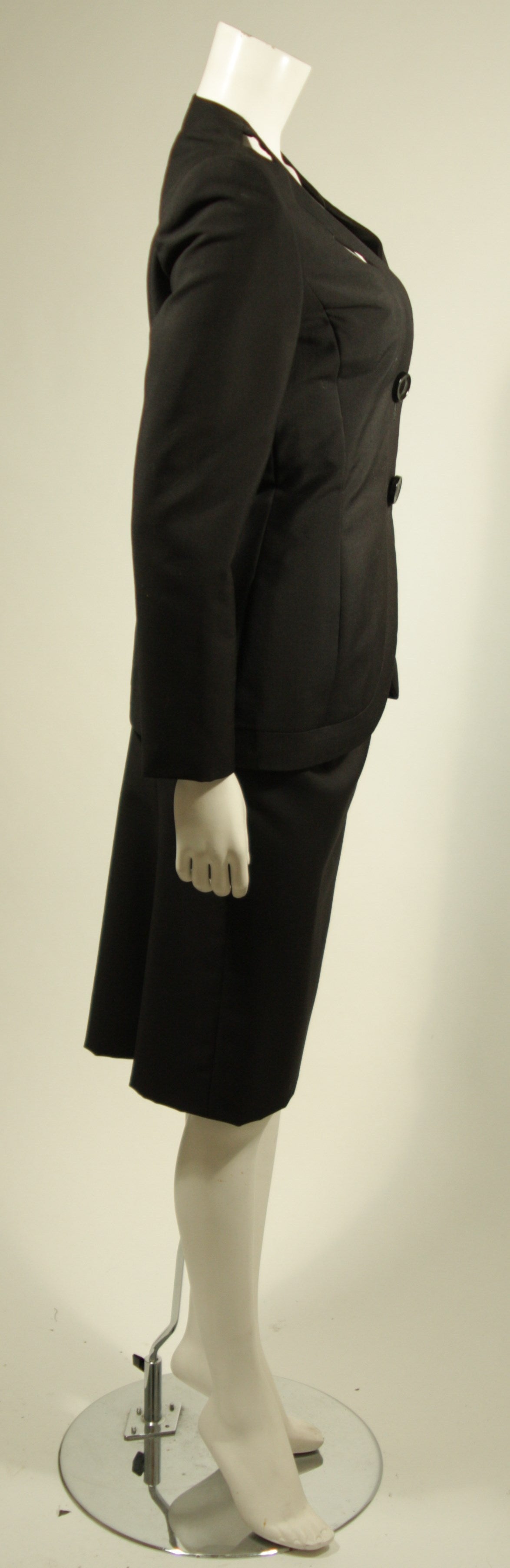 Women's GALANOS HAUTE COUTURE Betsy Bloomingdale Black Skirt Suit with Cut-Out Details