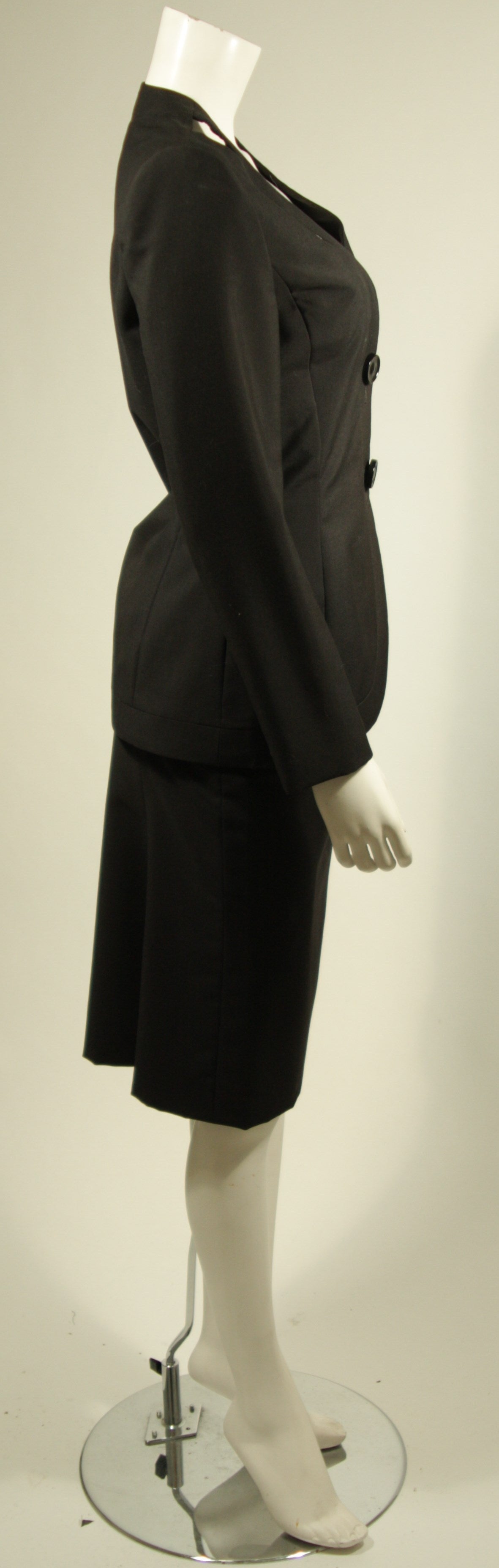 GALANOS HAUTE COUTURE Betsy Bloomingdale Black Skirt Suit with Cut-Out Details 1