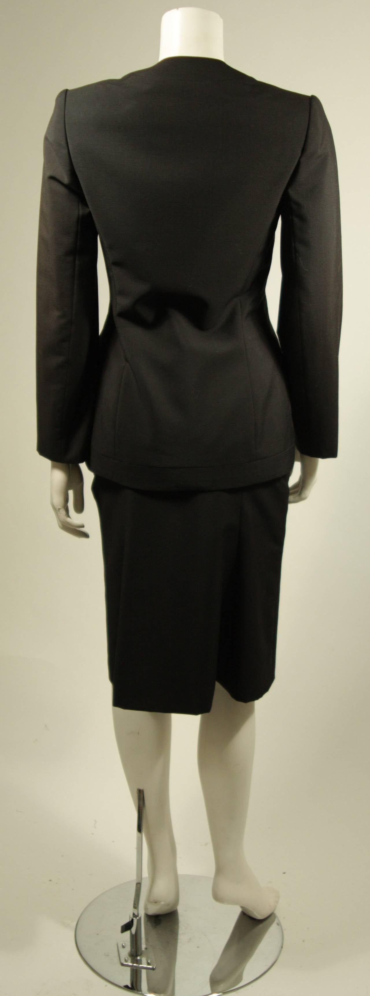 GALANOS HAUTE COUTURE Betsy Bloomingdale Black Skirt Suit with Cut-Out Details 3