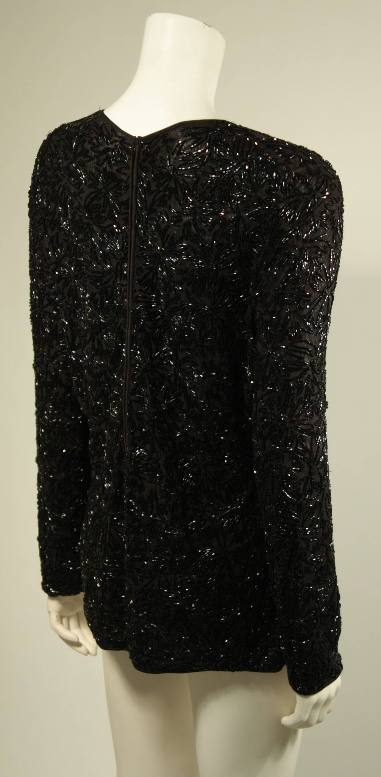 Giorgio Armani Black Beaded Blouse Size 10 1