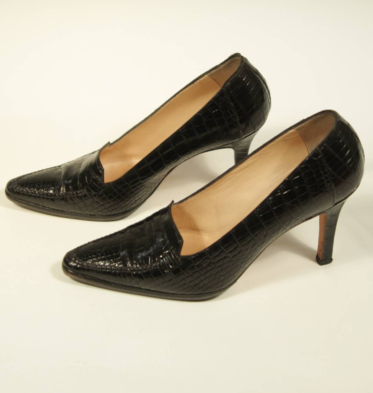 black crocodile heels