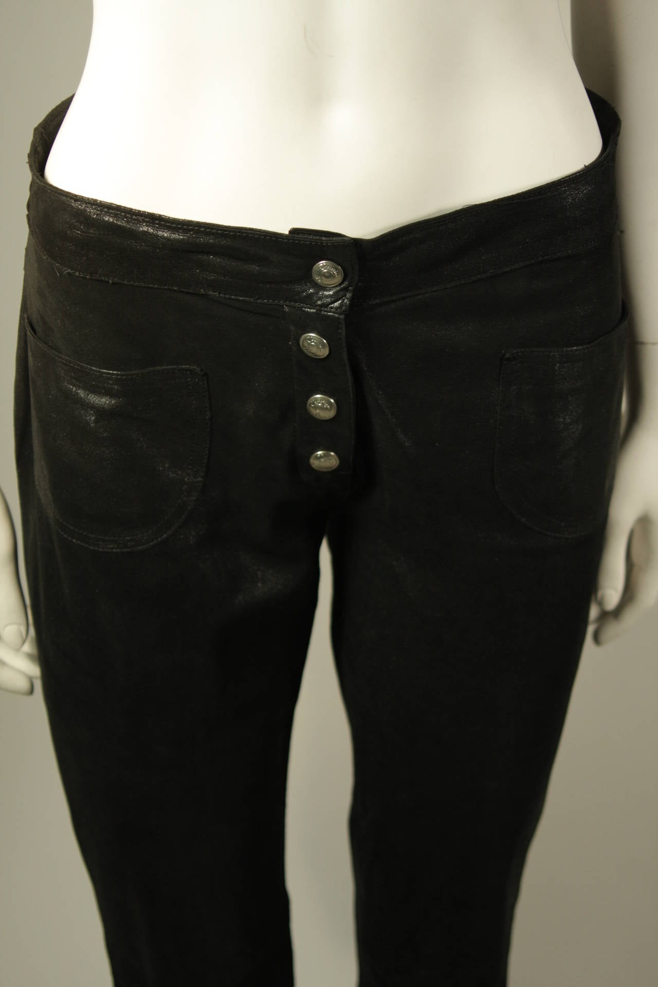 Christian Dior Suede Pants Oiled Suede Size 8 In Excellent Condition In Los Angeles, CA