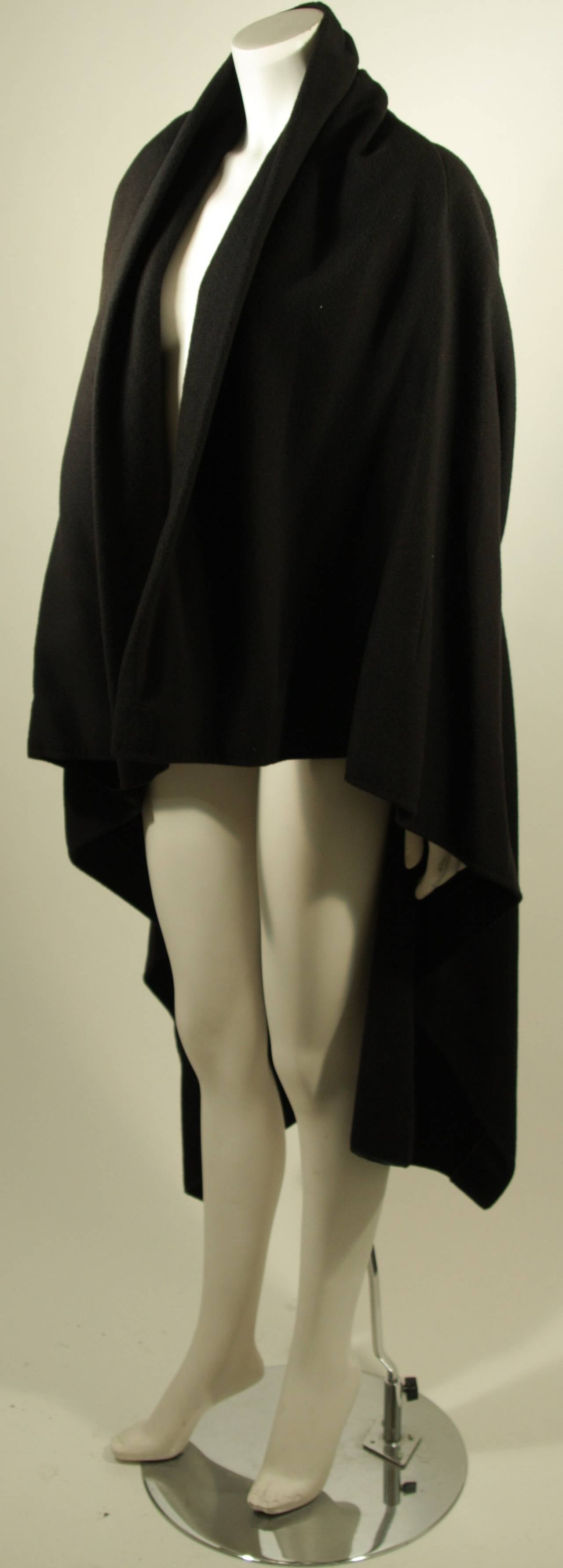 Maison Martin Margiela Black Wool Cape Coat In Excellent Condition In Los Angeles, CA