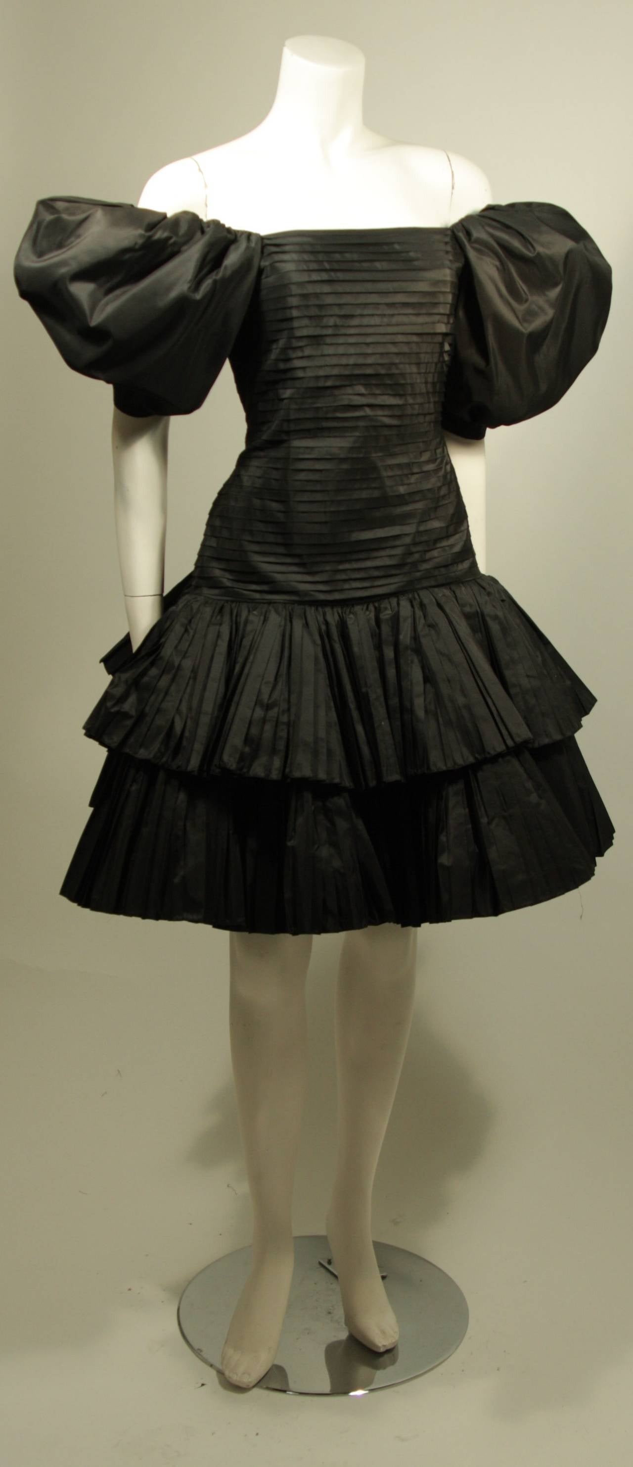 black puff sleeve formal dress