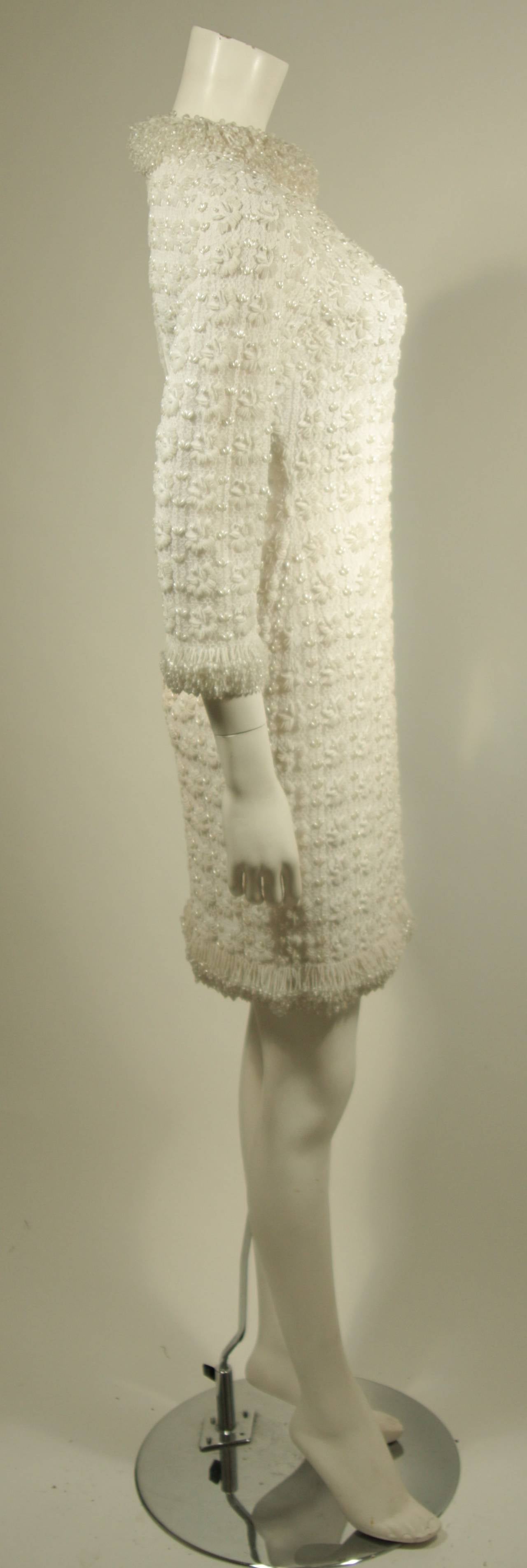 XS 1960s White Two Piece Beaded Dress Set