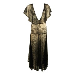 1930's Black French Lace Gown