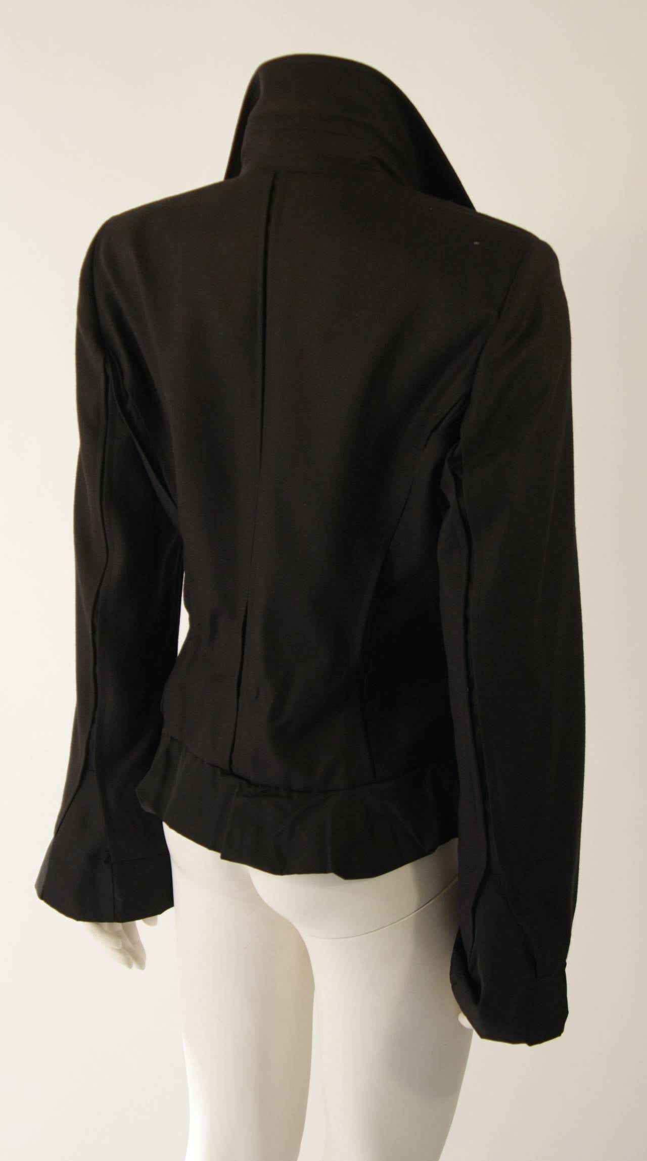 Yves Saint Laurent Black Wool Jacket with Silk Trim Size 42 1
