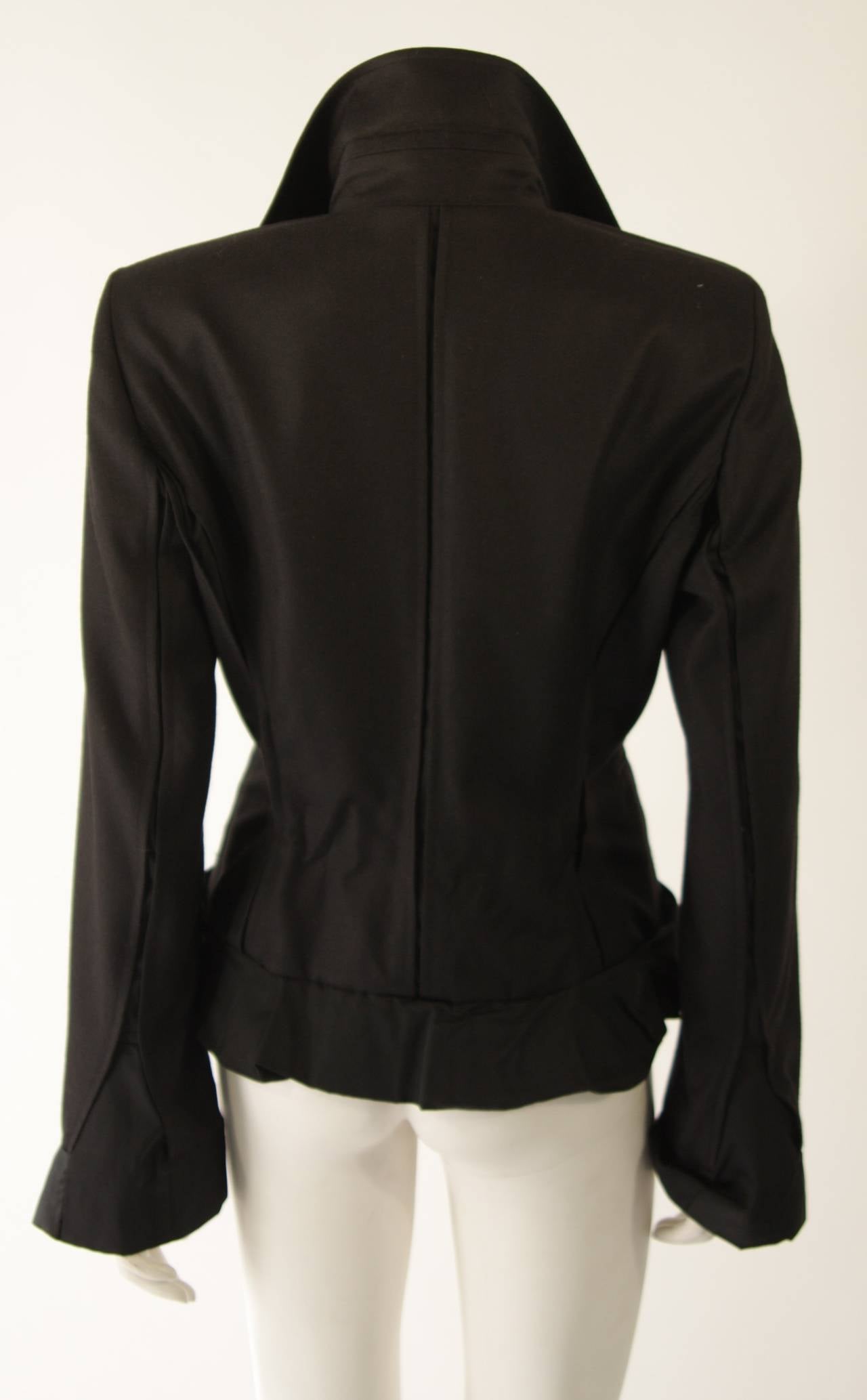 Yves Saint Laurent Black Wool Jacket with Silk Trim Size 42 2