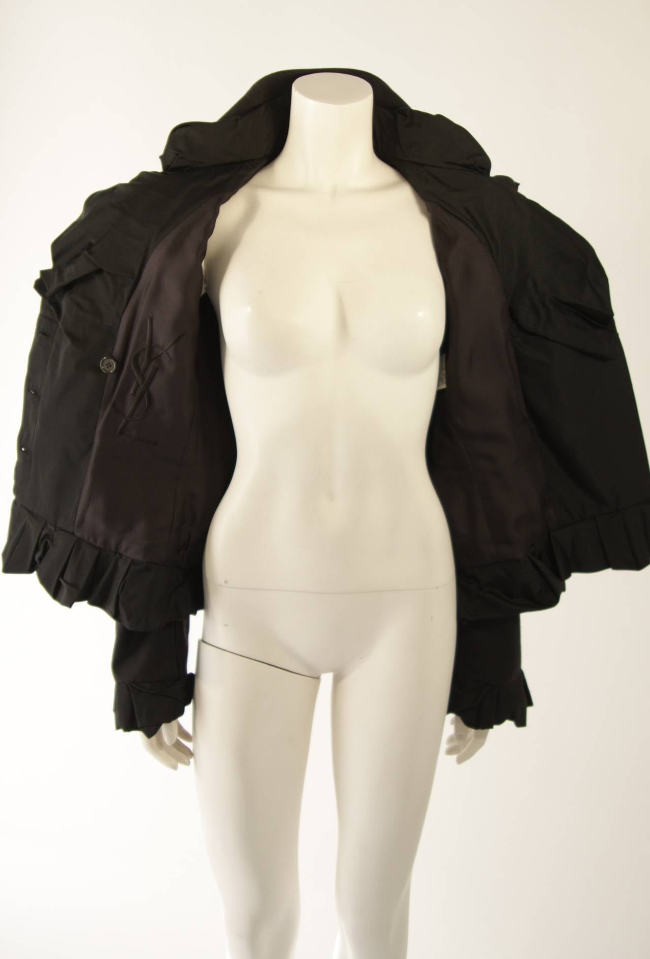 Yves Saint Laurent Black Wool Jacket with Silk Trim Size 42 3