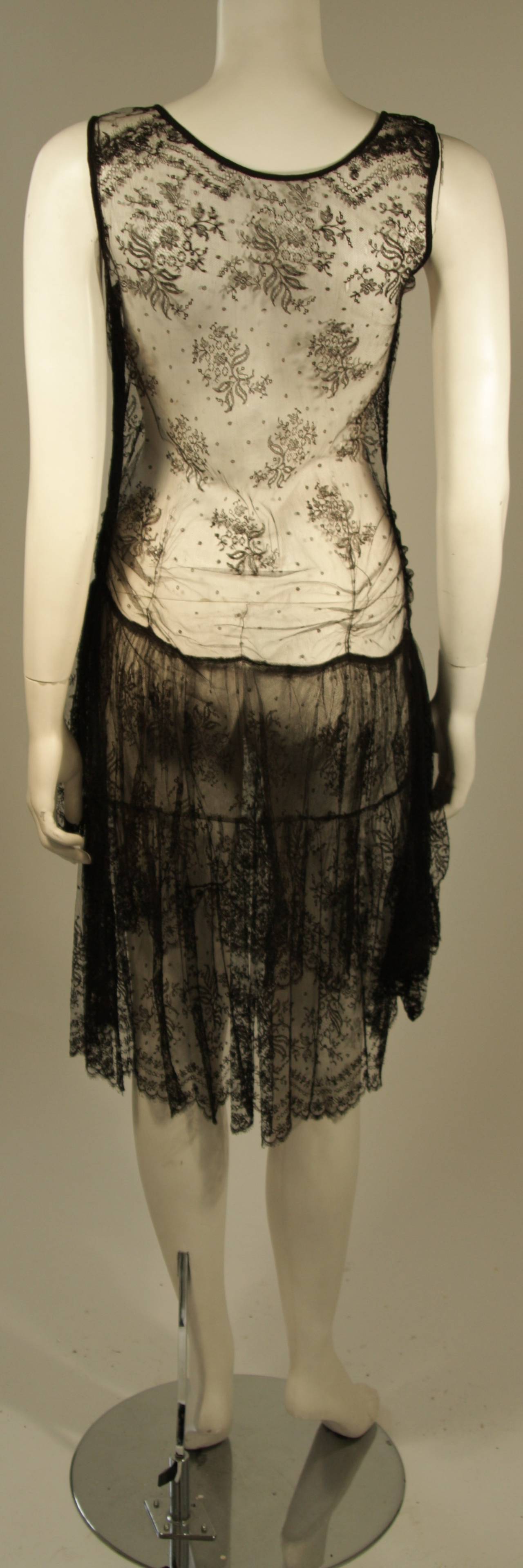 Black French Lace Drop Waist Dress For Sale 1