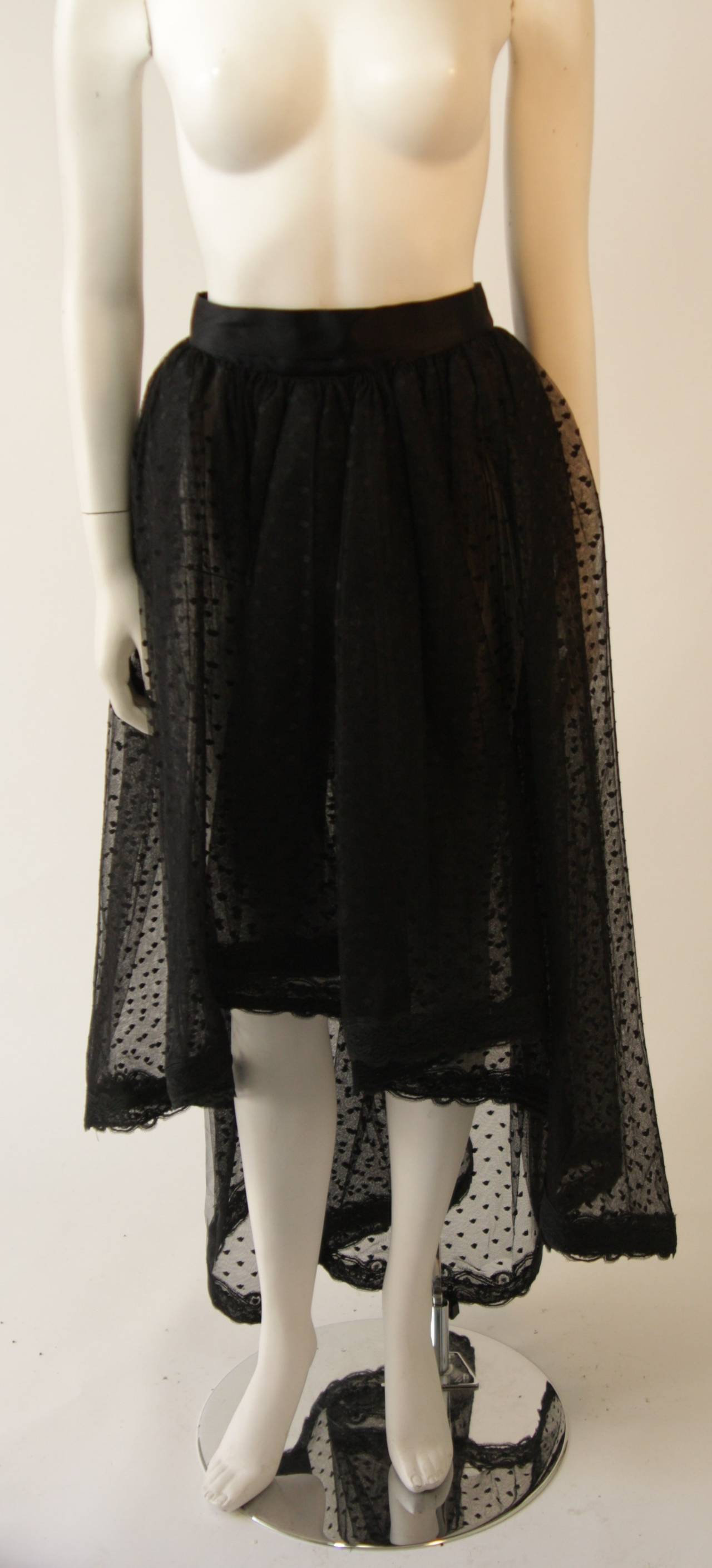 Bill Blass Black Polka Dot and Lace Cocktail Dress with Over-Skirt 5