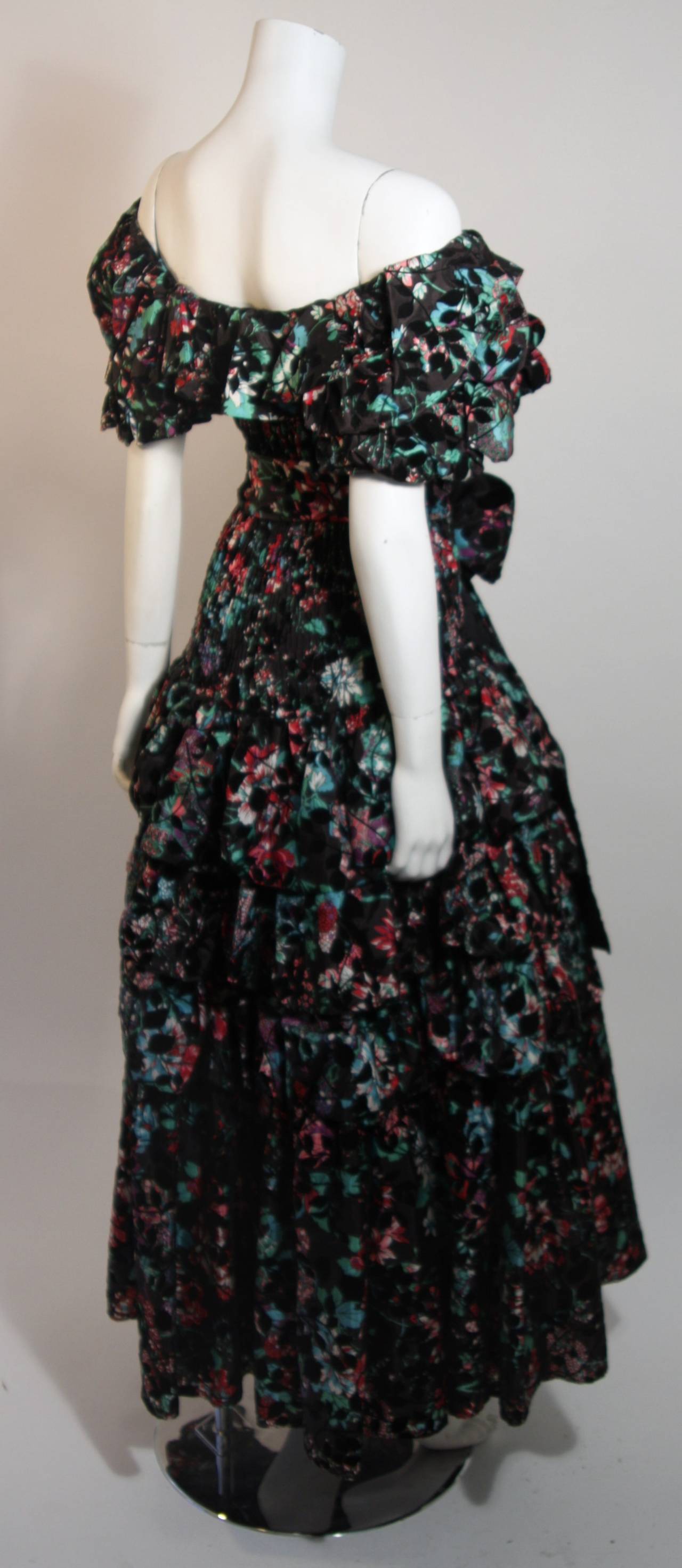 Diane Fres Gown with Velvet Accents and Smocked Bodice 3