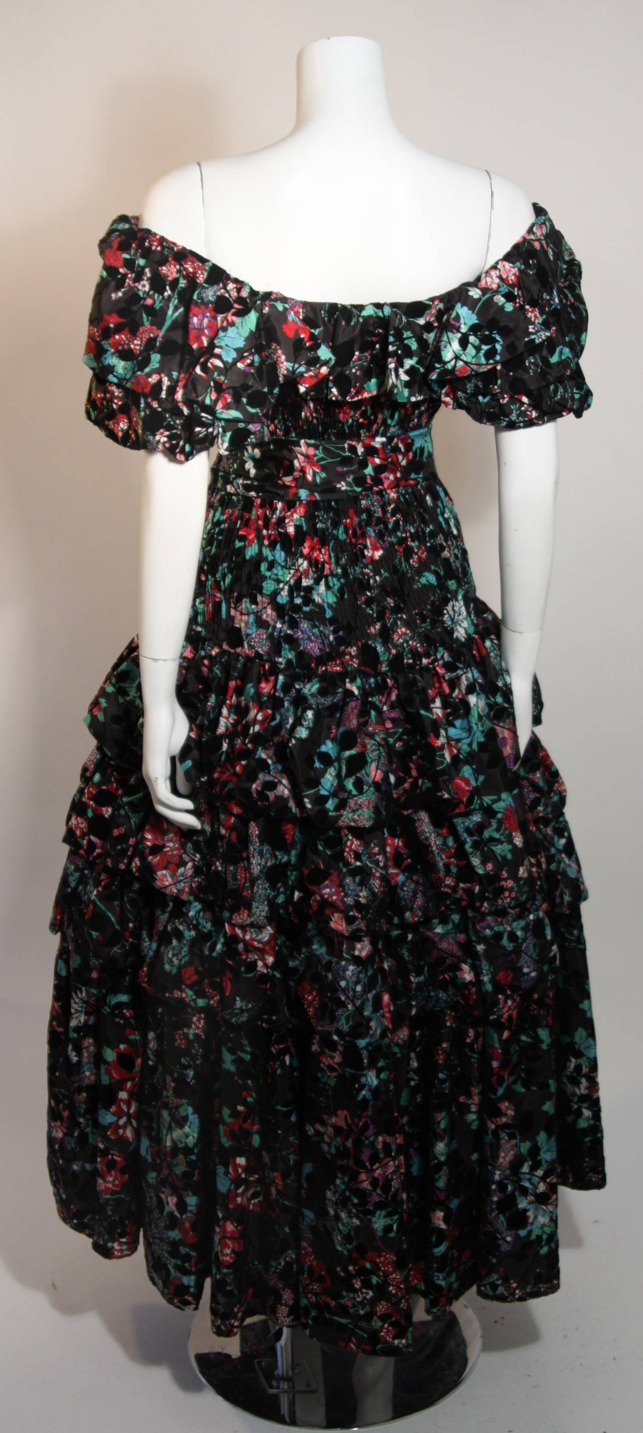 Diane Fres Gown with Velvet Accents and Smocked Bodice 4