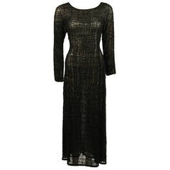 Giorgio Armani Geometric Pattern Black Beaded Gown Size 44 7