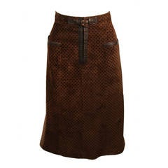 Gucci Brown Suede Skirt with Horse Shoe Detail