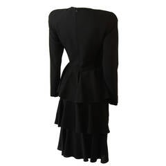 Anne Klein Black Wool Cocktail Dress with Ruffle Detail 11