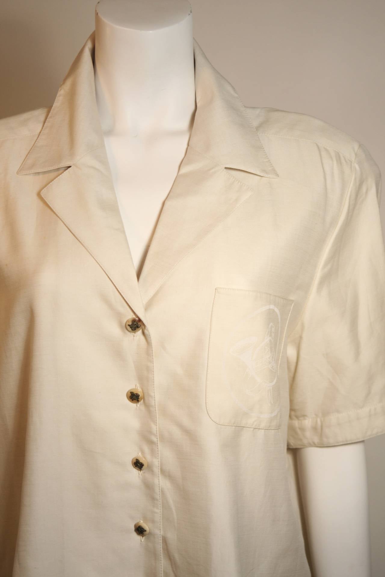 Hermes Natural Cotton Shirt Size 44 In Excellent Condition In Los Angeles, CA