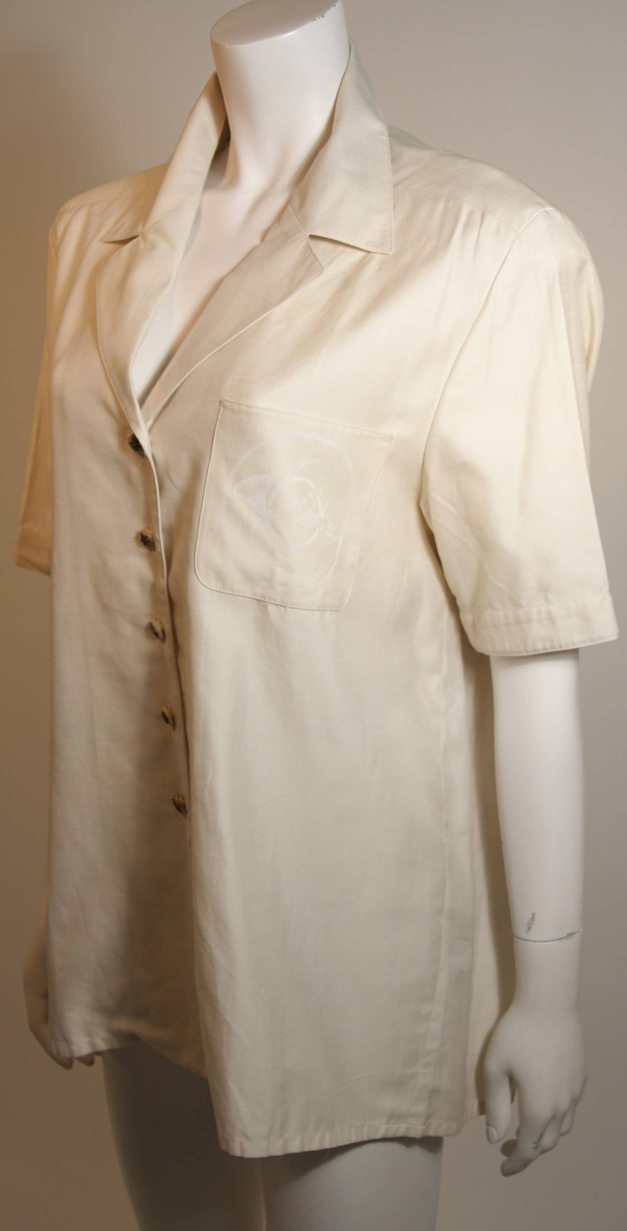 Women's Hermes Natural Cotton Shirt Size 44