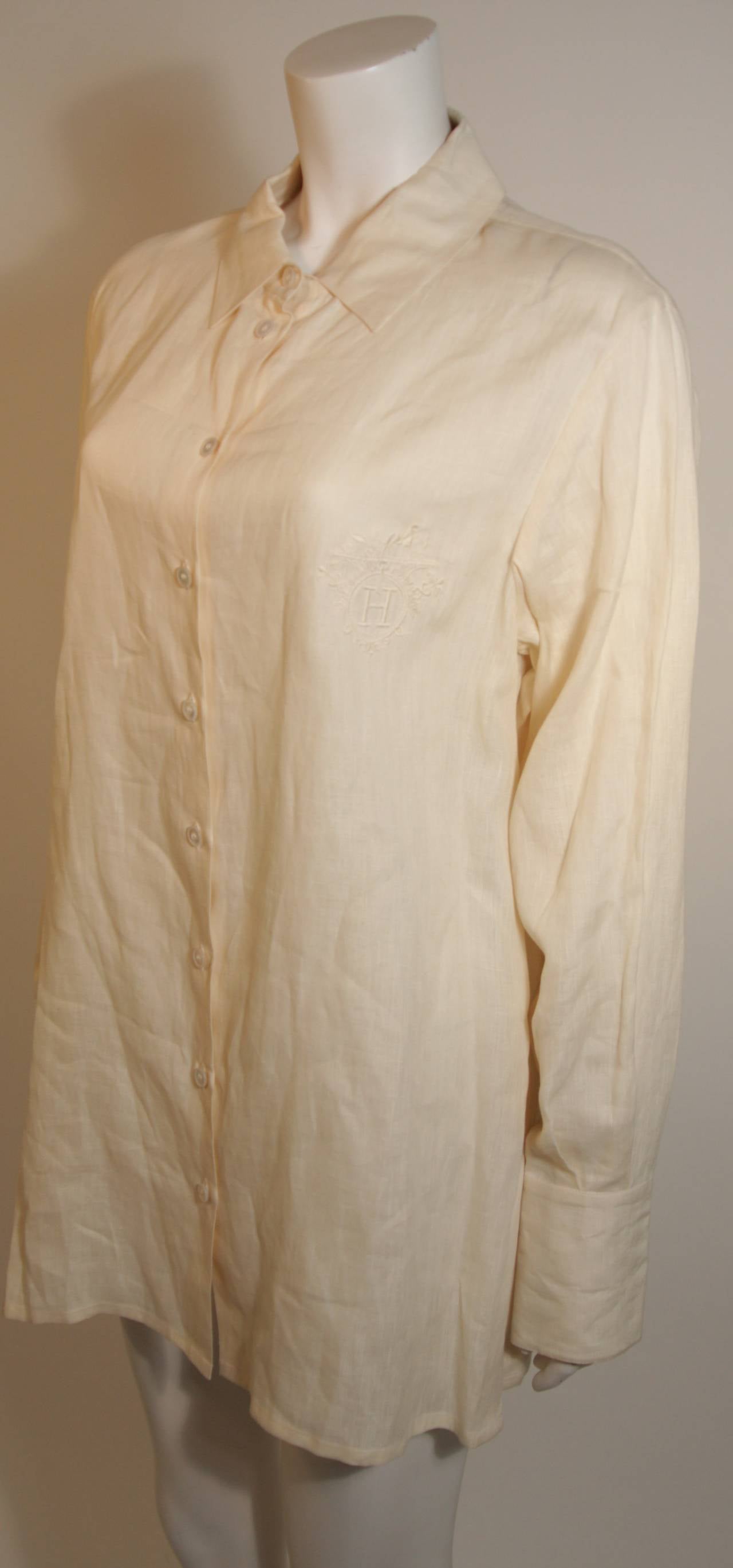 Hermes Linen Shirt with Original Tags Size 46 1