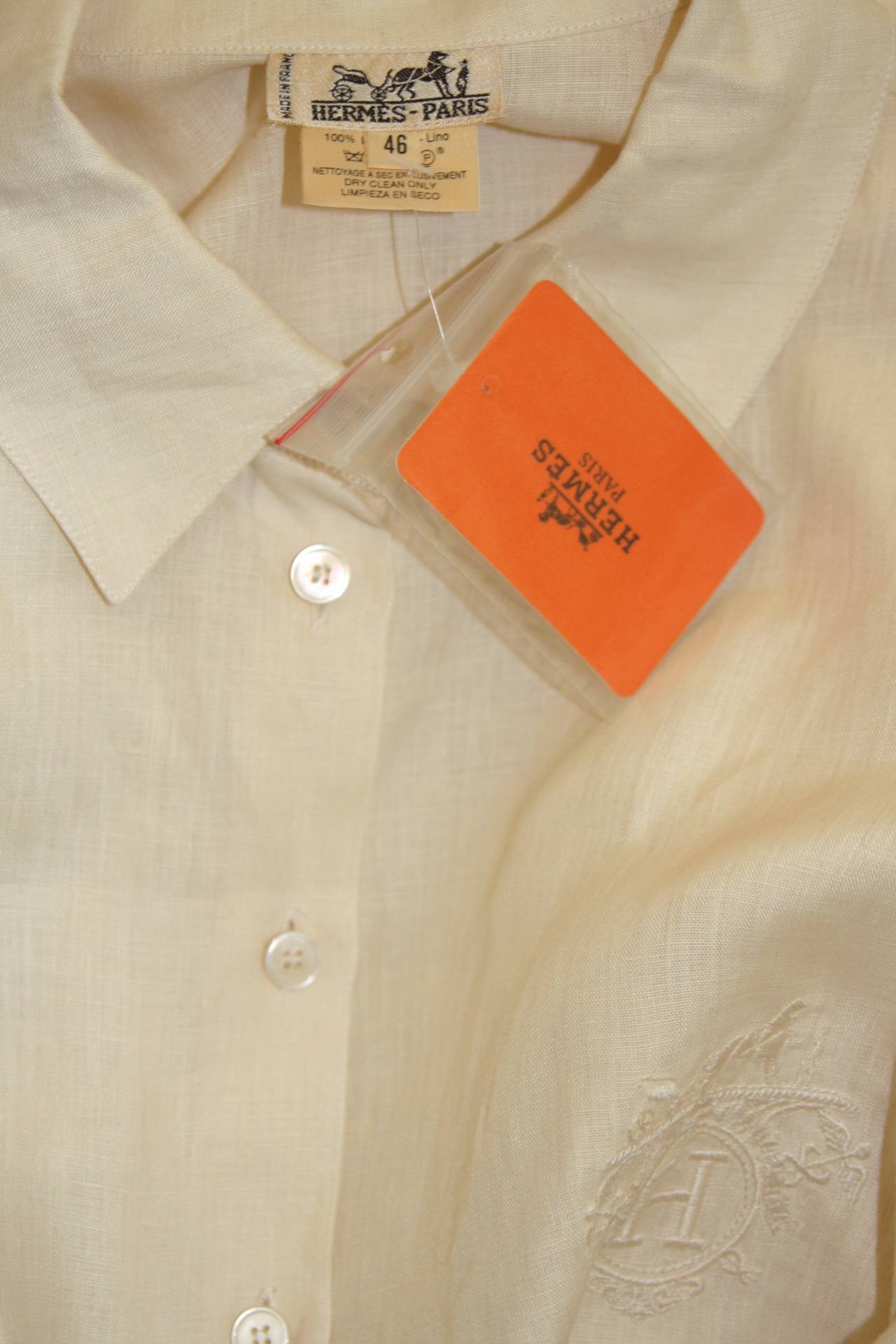 Hermes Linen Shirt with Original Tags Size 46 5