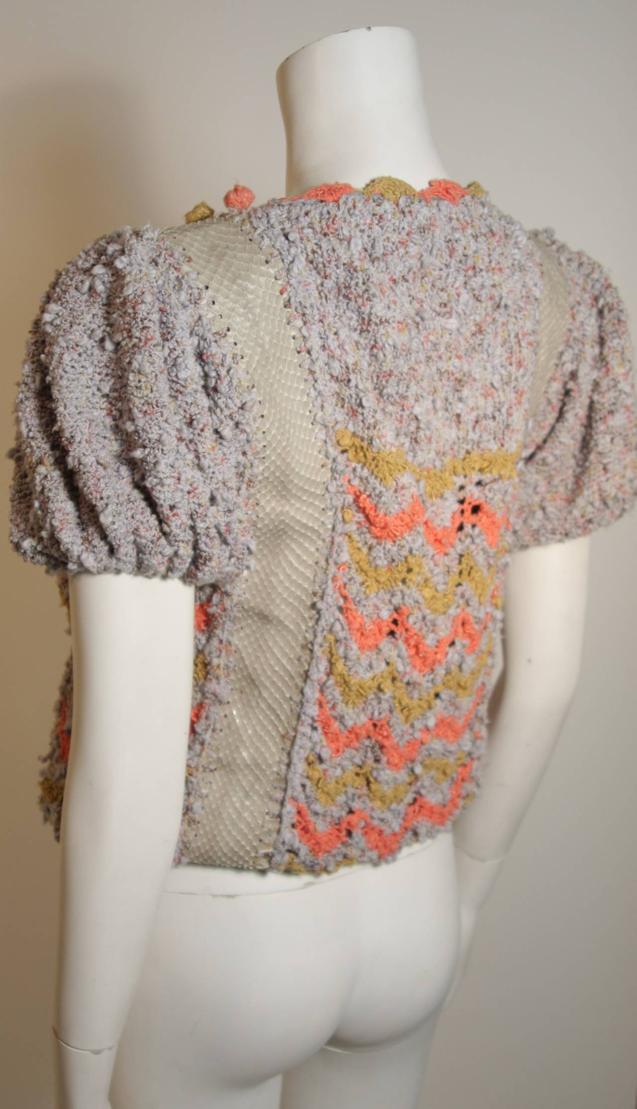 Norma Handmade Knit Sweater with Snakeskin Inserts In Excellent Condition For Sale In Los Angeles, CA