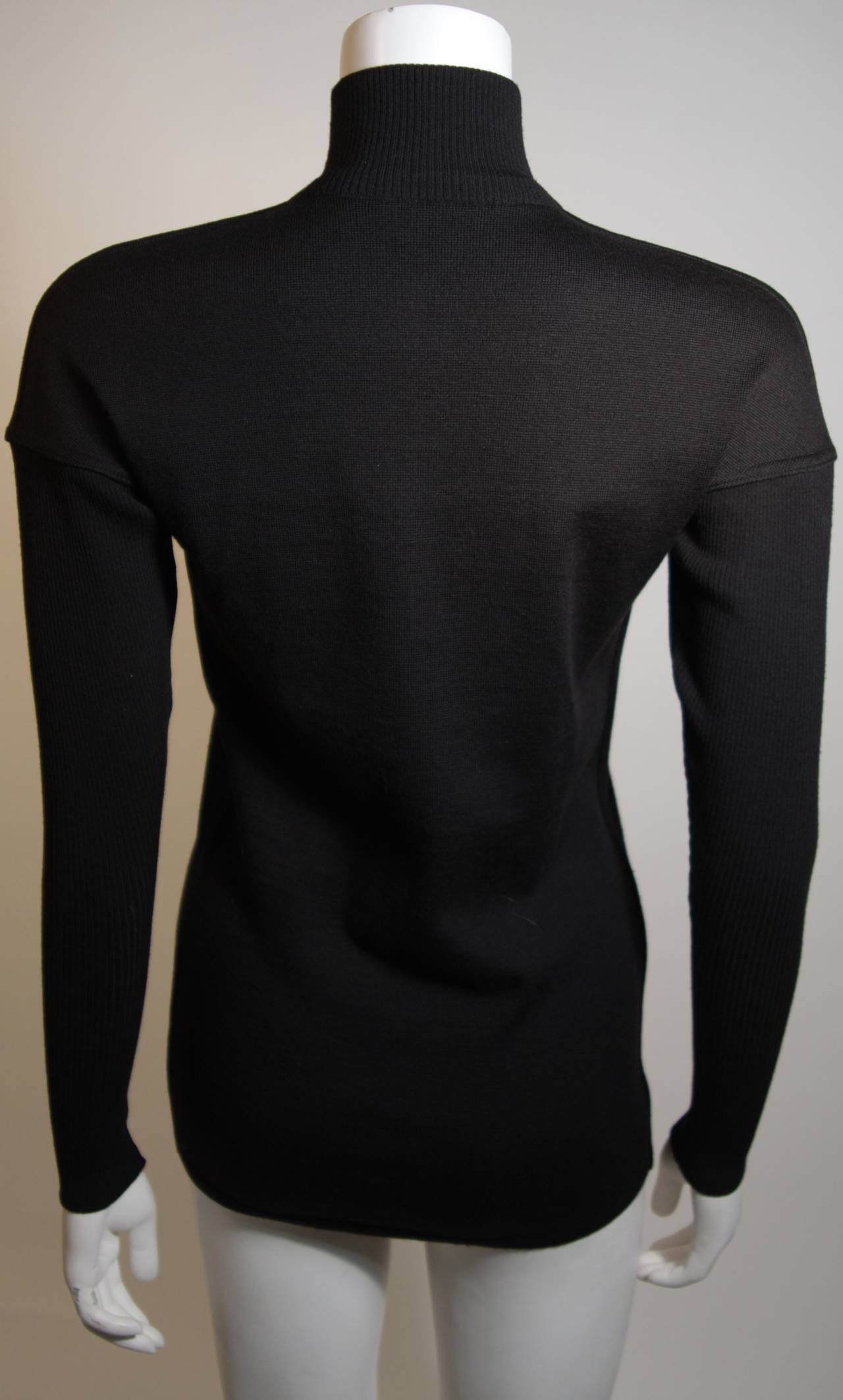 Alaia Black Wool Sweater with Zippers Size XS 5