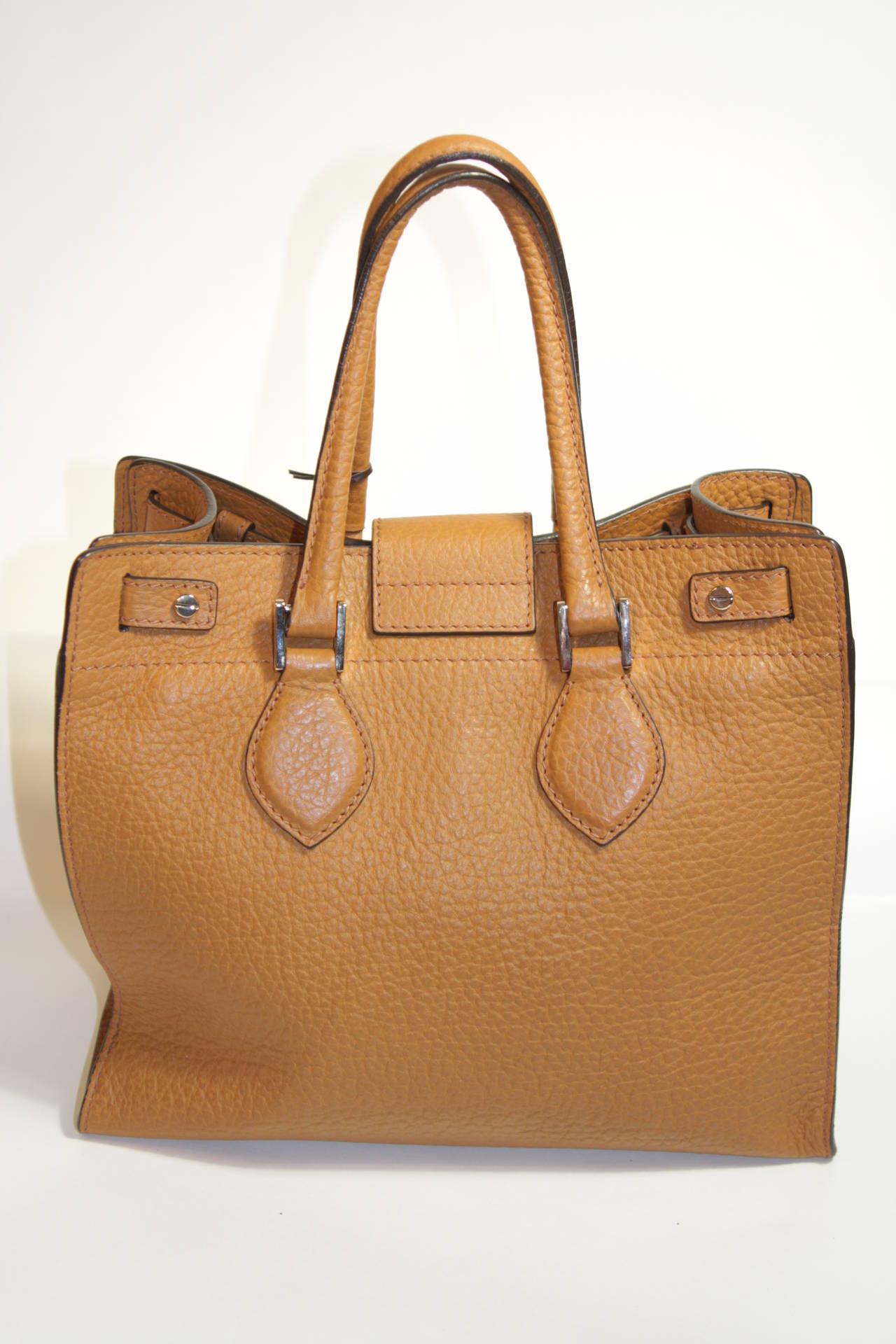 Brown Roberto Cavalli Nude Leather Double Strap Tote Bag