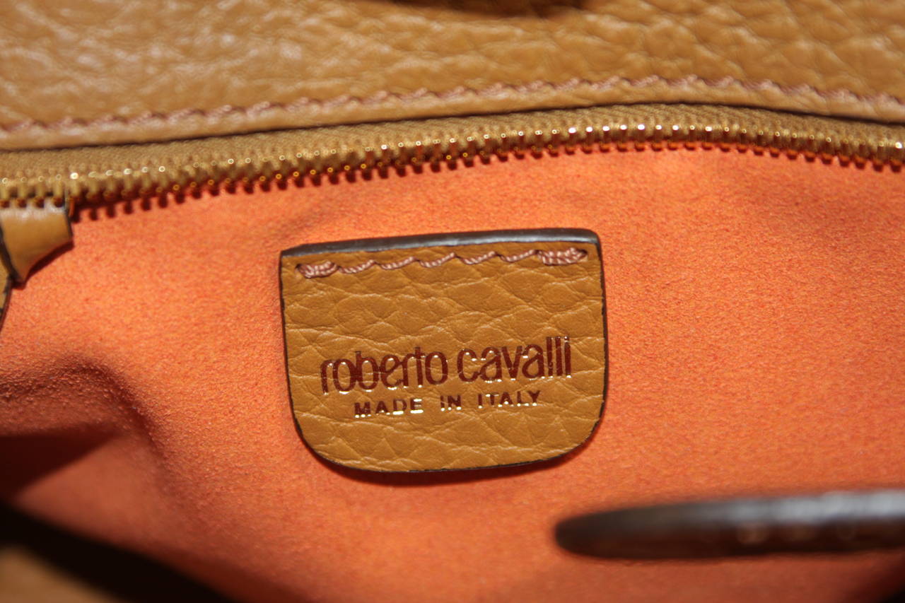 Roberto Cavalli Nude Leather Double Strap Tote Bag 2