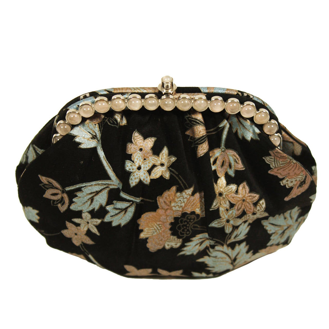Judith Leiber Printed Suede Purse with Stone Accents