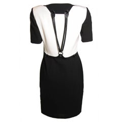 Gianfranco Ferre Black and White Contrast Dress with Suspender detail Size 40