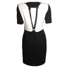 Gianfranco Ferre Black and White Contrast Dress with Suspender detail Size 40 5