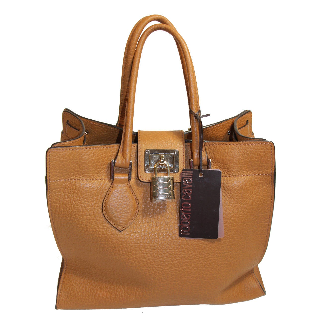 Roberto Cavalli Nude Leather Double Strap Tote Bag