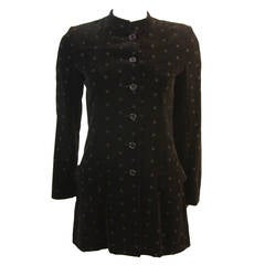Yves Saint Laurent 1970's Black Velvet Blazer Nehru Collar 10