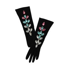 Vintage Yves Saint Laurent Jeweled Kidskin Suede Gloves Size 6.5