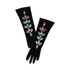 Yves Saint Laurent Jeweled Kidskin Suede Gloves Size 6.5 1