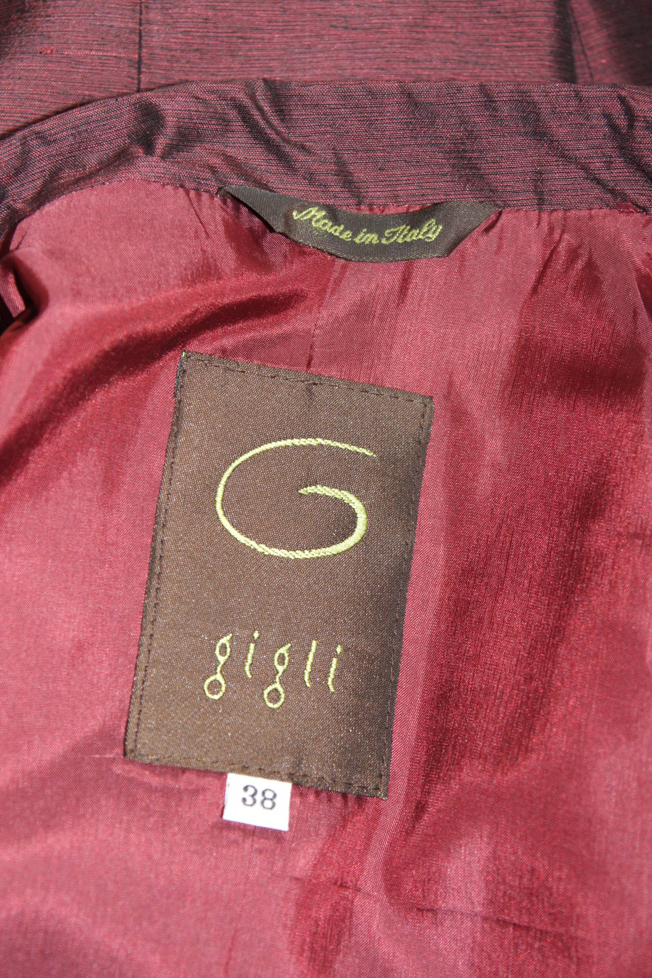 Romeo G Gigli Iridescent Burgundy Three button Evening Jacket size 38 6