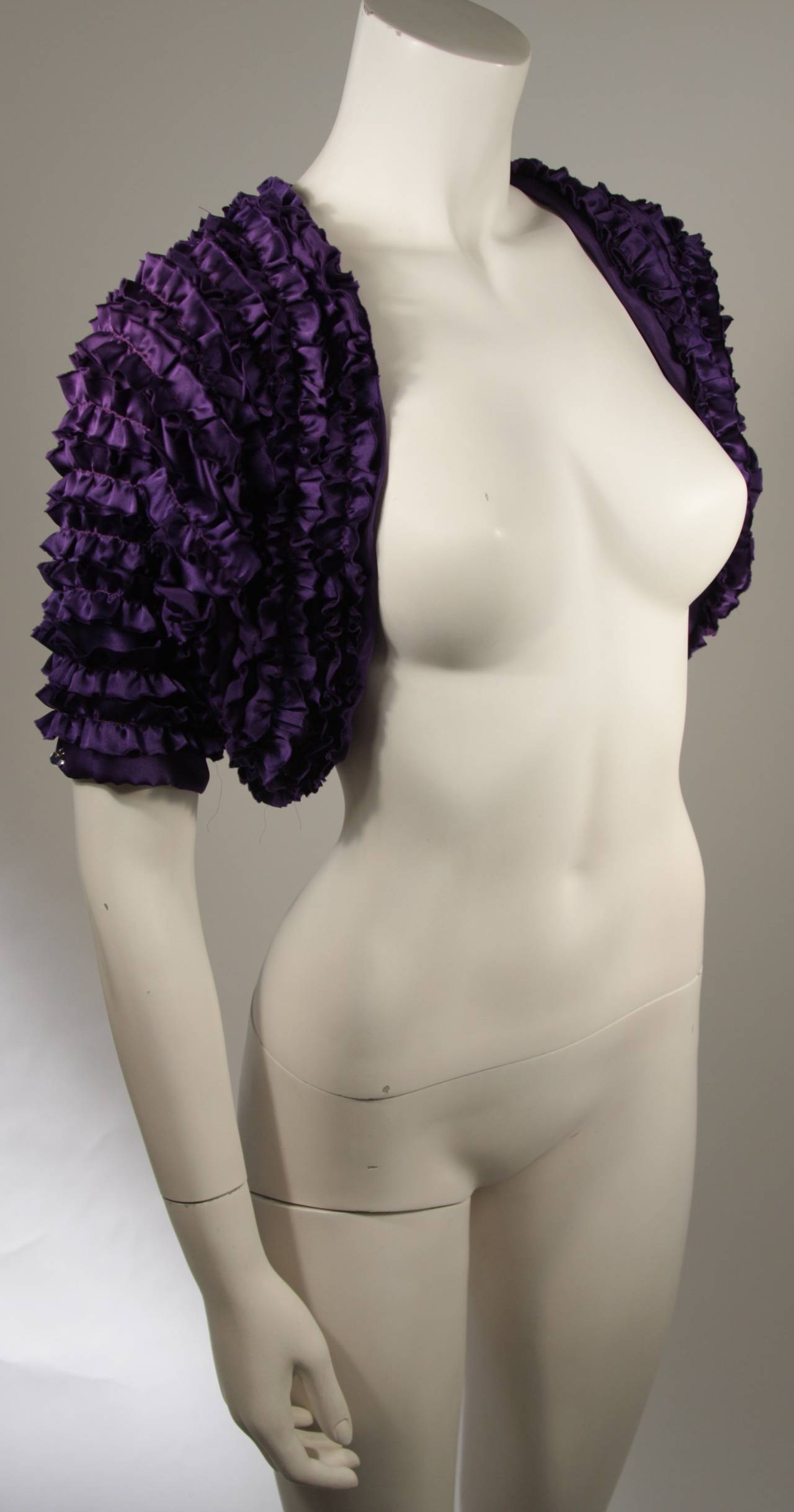 Black Elizabeth Mason Couture Silk Ruffled Bolero Made to Order For Sale